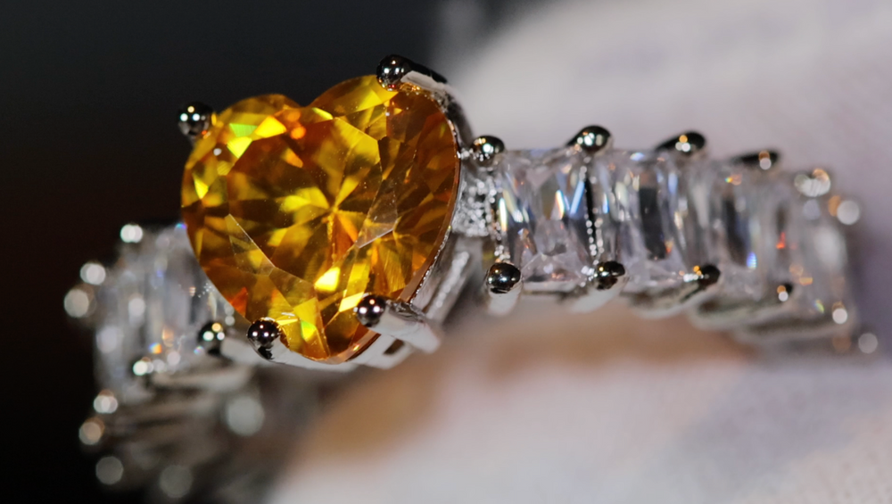 yellow diamond heart ring