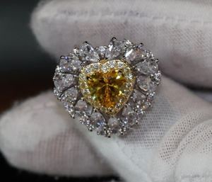 Heart Ring | Heart Shaped Ring | Heart Shape Ring | Diamond Heart Ring | Womens Yellow Diamond Ring | Engagement Ring | Yellow Diamond Ring