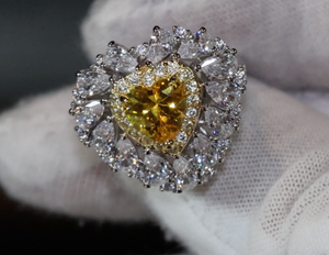 Heart Ring | Heart Shaped Ring | Heart Shape Ring | Diamond Heart Ring | Womens Yellow Diamond Ring | Engagement Ring | Yellow Diamond Ring