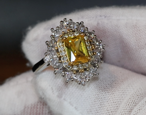 Friendship Ring | Emerald Ring | Yellow Diamond Ring | Yellow Diamond Engagement Rings | Baguette Ring | Womens Engagement Ring