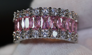 Pink Diamond Eternity Ring | Baguette Ring | Pink Diamond Ring