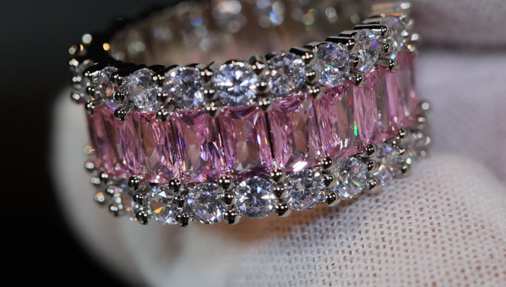 Pink Diamond Eternity Ring | Baguette Ring | Pink Diamond Ring