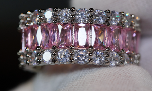 Pink Diamond Eternity Ring | Baguette Ring | Pink Diamond Ring