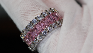 Pink Diamond Eternity Ring | Baguette Ring | Pink Diamond Ring