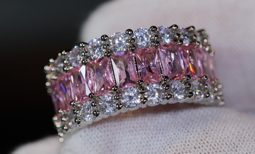 Pink Diamond Eternity Ring | Baguette Ring | Pink Diamond Ring