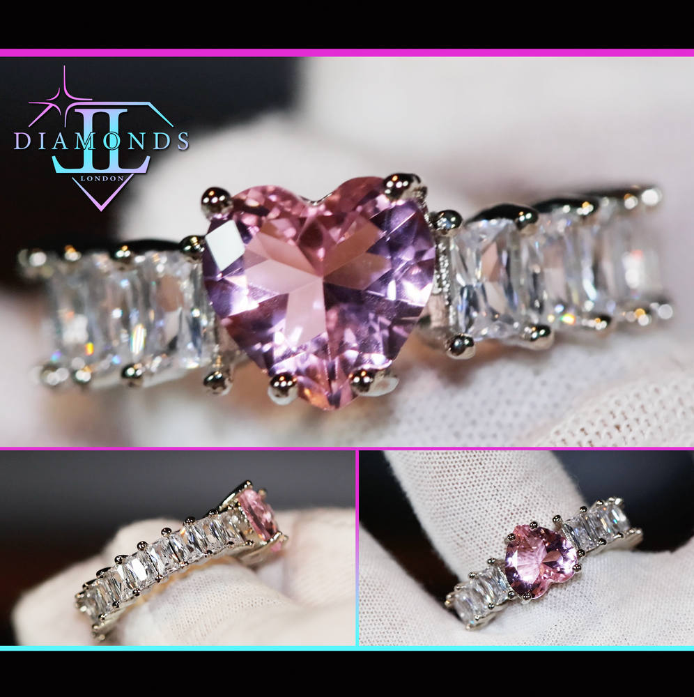Pink diamond heart ring