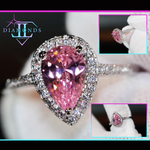 Pink pear cut diamond ring