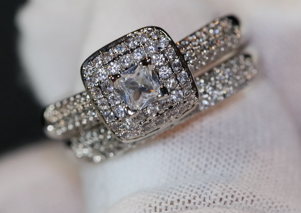 Princess Cut Diamond Wedding Ring | Engagement Ring | Womens Diamond Engagement Ring Set