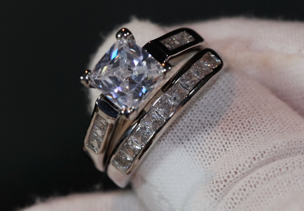 Princess Cut Engagement Ring Set | Womens Diamond Ring