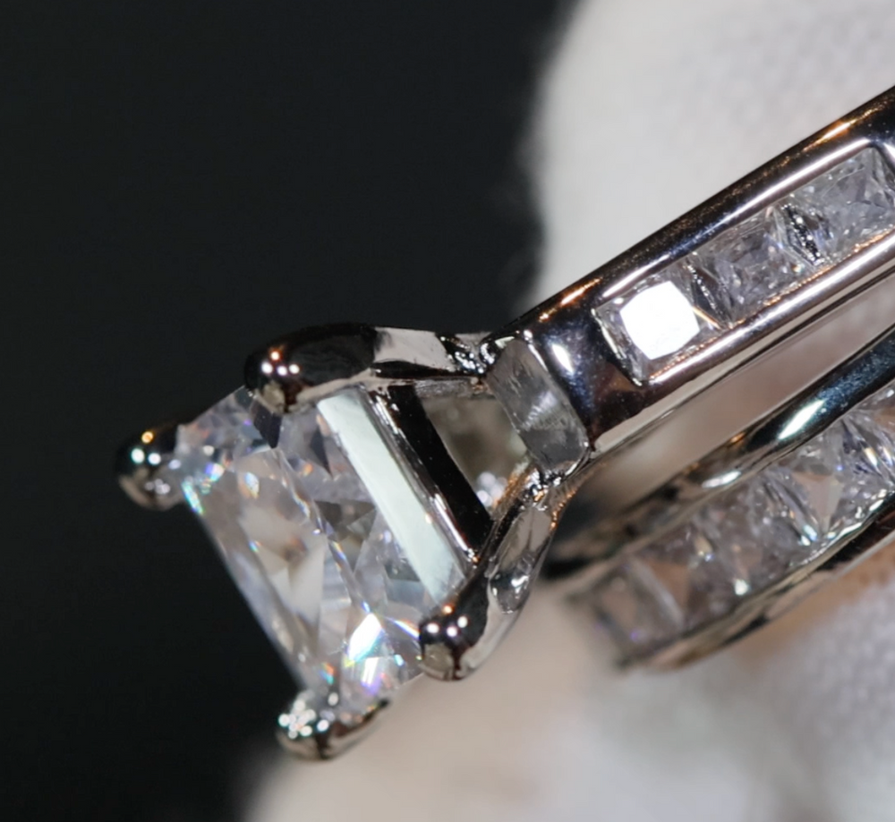 Princess Cut Engagement Ring Set | Womens Diamond Ring