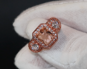 Rose Gold ring | Three Stone Ring | Rose Gold Champagne Diamond Ring