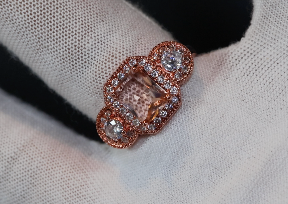 Womens Rose Gold Champagne Diamond Ring