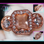 Womens Rose Gold Champagne Diamond Ring