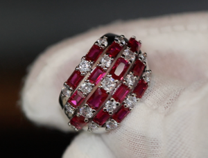 Red Diamond Ring | Ruby Red Diamond Ring | Womens Red Diamond Ring | Mens Diamond Ring | Womens Big Ring | Ruby Diamond Ring