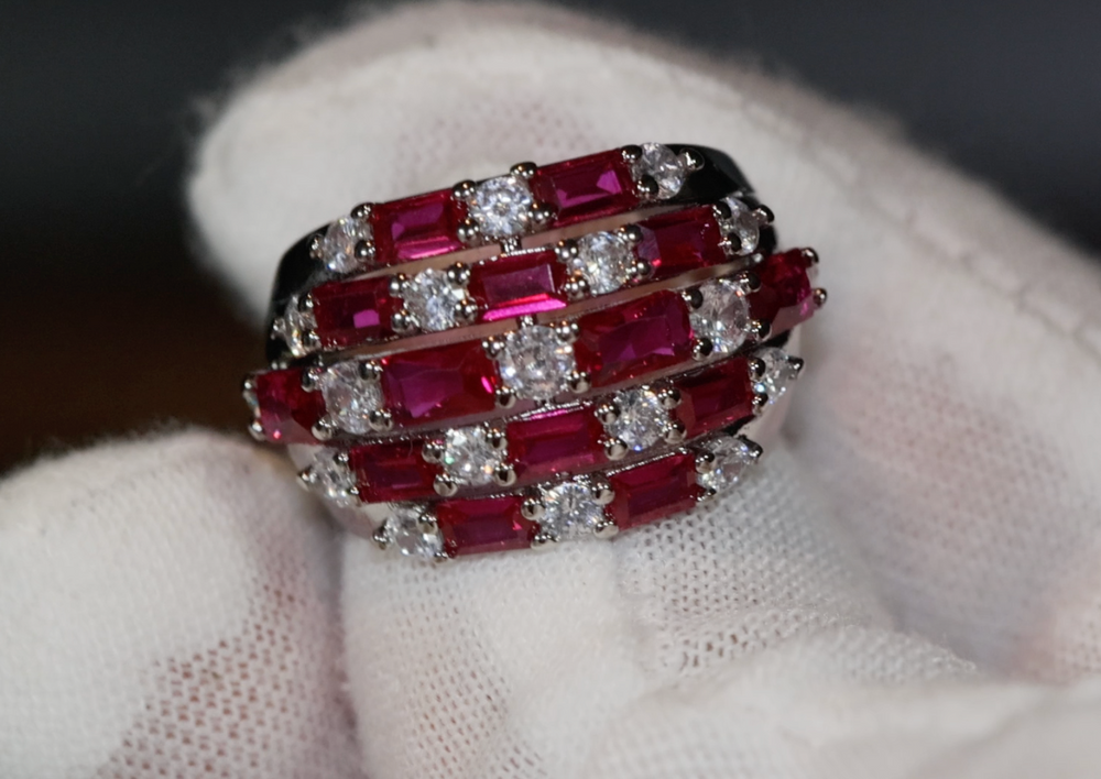 Red Diamond Ring | Ruby Red Diamond Ring | Womens Red Diamond Ring | Mens Diamond Ring | Womens Big Ring | Ruby Diamond Ring