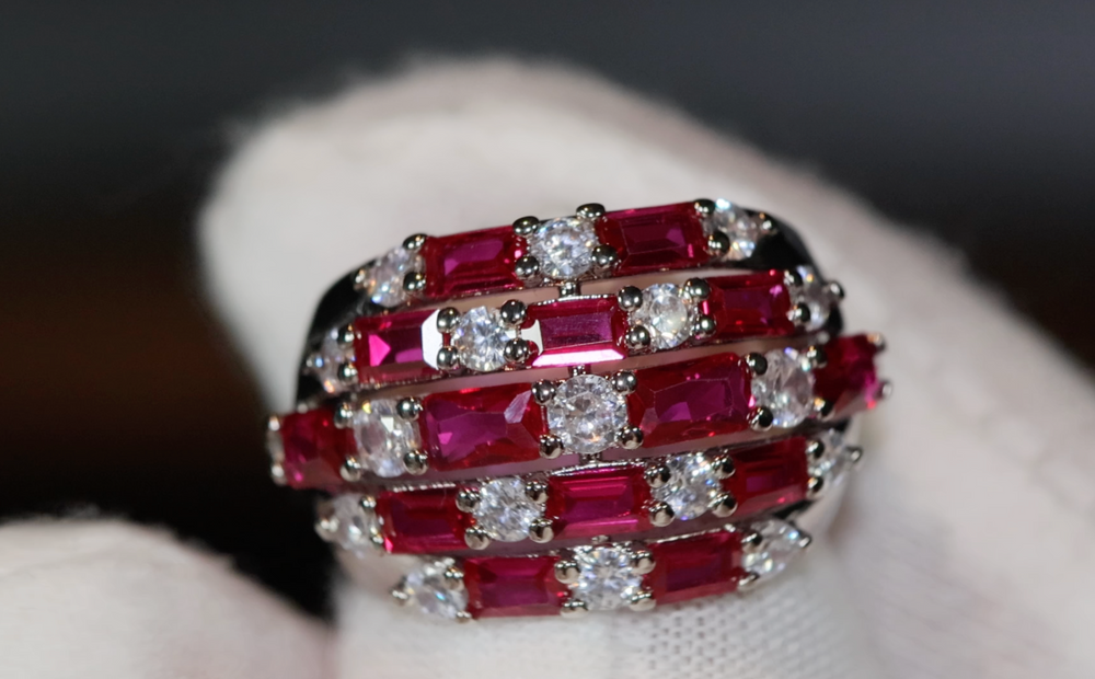 Red Diamond Ring | Ruby Red Diamond Ring | Womens Red Diamond Ring | Mens Diamond Ring | Womens Big Ring | Ruby Diamond Ring