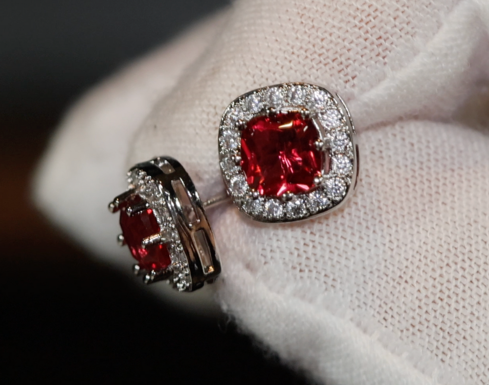 Red Diamond Ear Studs