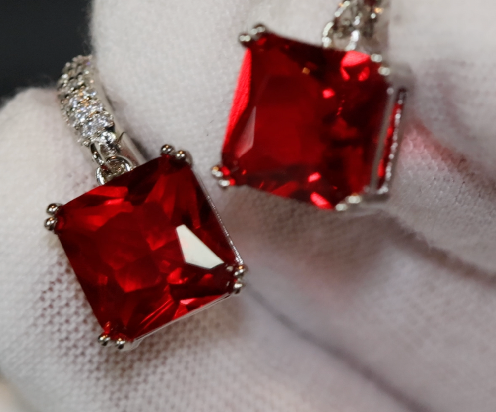 Red Diamond Earrings | Red Diamond Hoop Earrings