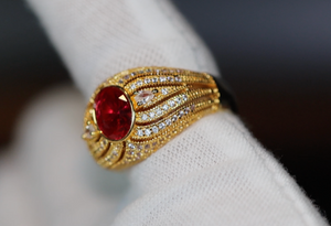 Red Diamond Ring | Red Diamond Engagement Ring | Womens Gold Wedding Ring | Womens Red Diamond Ring | Gold Red Diamond Ring | Gold Ruby Ring