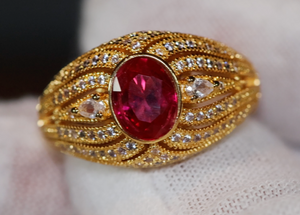 Red Diamond Ring | Red Diamond Engagement Ring | Womens Gold Wedding Ring | Womens Red Diamond Ring | Gold Red Diamond Ring | Gold Ruby Ring