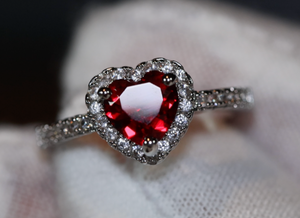 Heart Ring | Red Diamond Heart Ring | Diamond Heart Ring | Red Diamond Ring