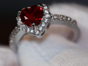 Heart Ring | Red Diamond Heart Ring | Diamond Heart Ring | Red Diamond Ring