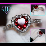 womens red diamond heart ring