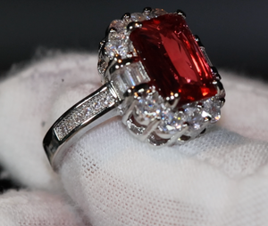 Red Diamond Ring | Womens Red Diamond Ring | Emerald Engagement Ring | Ruby Emerald Ring | Ruby Wedding Ring | Red Engagement Ring | Emerald