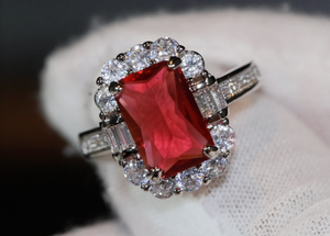 Red Diamond Ring | Womens Red Diamond Ring | Emerald Engagement Ring | Ruby Emerald Ring | Ruby Wedding Ring | Red Engagement Ring | Emerald