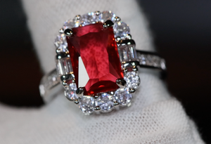 Red Diamond Ring | Womens Red Diamond Ring | Emerald Engagement Ring | Ruby Emerald Ring | Ruby Wedding Ring | Red Engagement Ring | Emerald