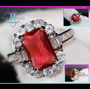 Red Diamond Ring | Womens Red Diamond Ring | Emerald Engagement Ring | Ruby Emerald Ring | Ruby Wedding Ring | Red Engagement Ring | Emerald