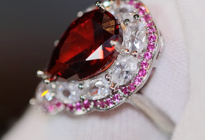 Womens Red Diamond Ring | Red Pear Cut Diamond Ring