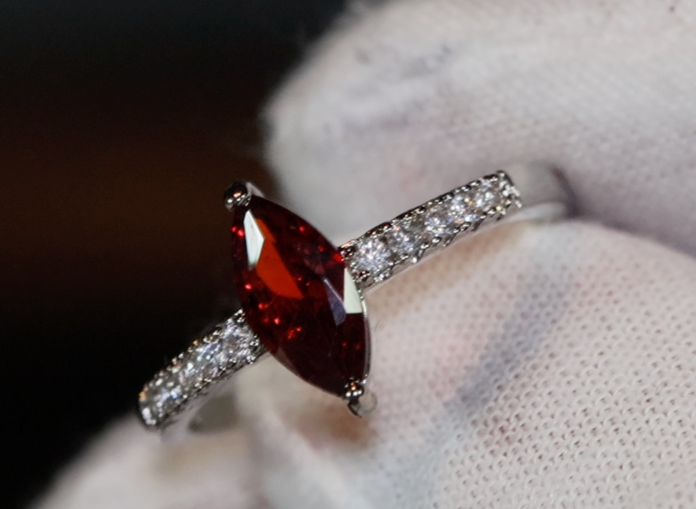 Red Diamond Ring | Womens Red Diamond Ring | Emerald Engagement Ring | Red Engagement Ring