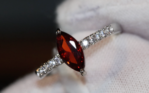 Red Diamond Ring | Womens Red Diamond Ring | Emerald Engagement Ring | Red Engagement Ring