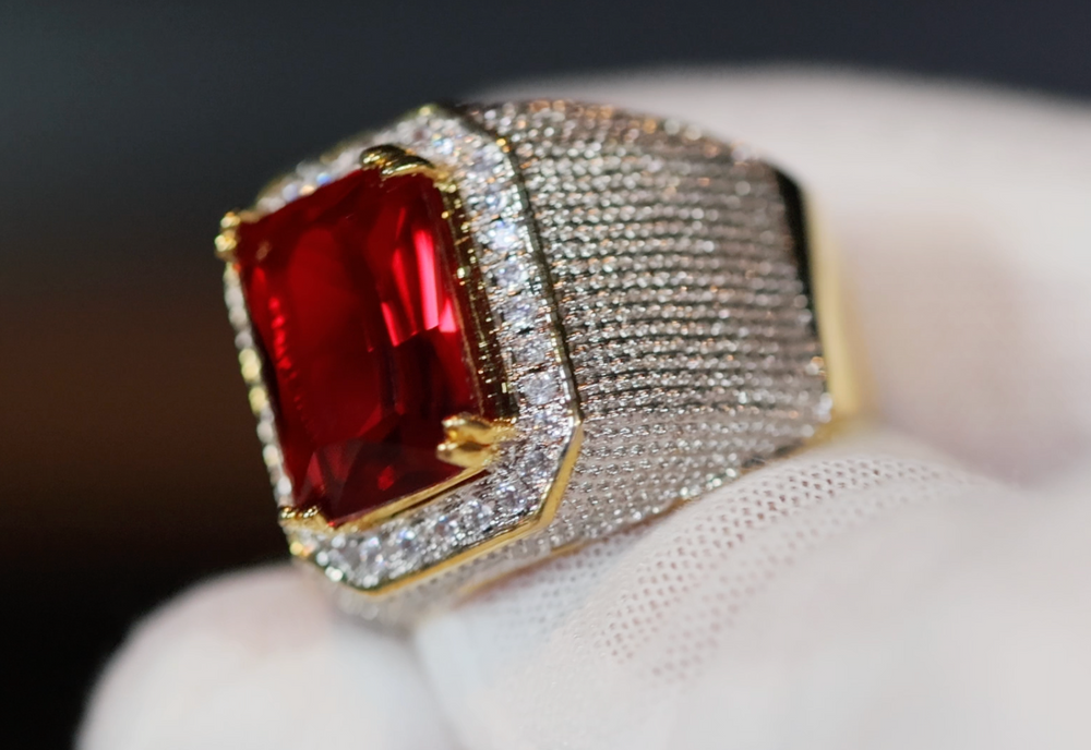 
            
                Load image into Gallery viewer, Ruby Ring | Ruby Ring for Men | Ruby Ring for Women | Ruby Diamond Ring | Ruby and Diamond Ring | Red Diamond Ring |  Iced Out Ring
            
        