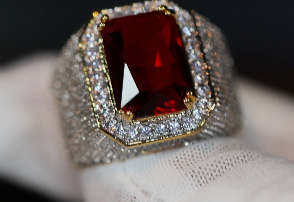 
            
                Load image into Gallery viewer, Ruby Ring | Ruby Ring for Men | Ruby Ring for Women | Ruby Diamond Ring | Ruby and Diamond Ring | Red Diamond Ring |  Iced Out Ring
            
        