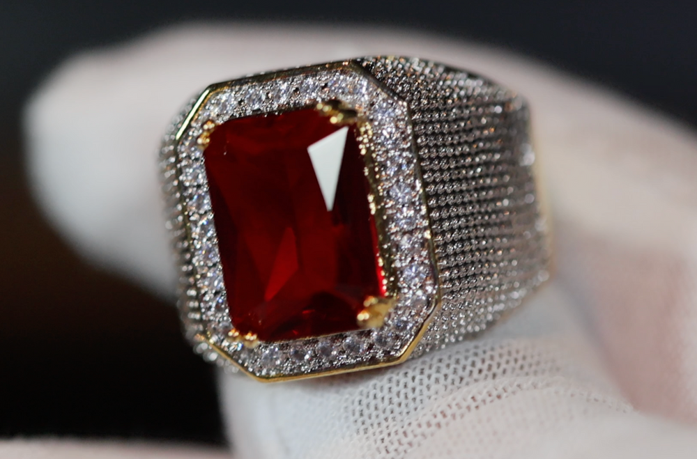 Ruby Ring | Ruby Ring for Men | Ruby Ring for Women | Ruby Diamond Ring | Ruby and Diamond Ring | Red Diamond Ring |  Iced Out Ring