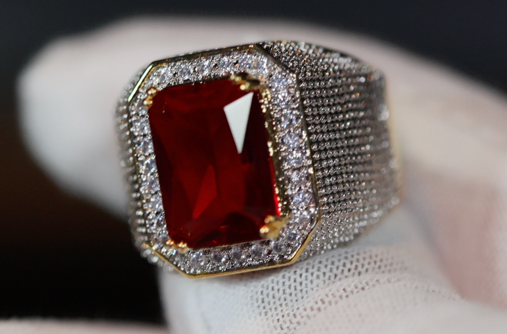 
            
                Load image into Gallery viewer, Ruby Ring | Ruby Ring for Men | Ruby Ring for Women | Ruby Diamond Ring | Ruby and Diamond Ring | Red Diamond Ring |  Iced Out Ring
            
        
