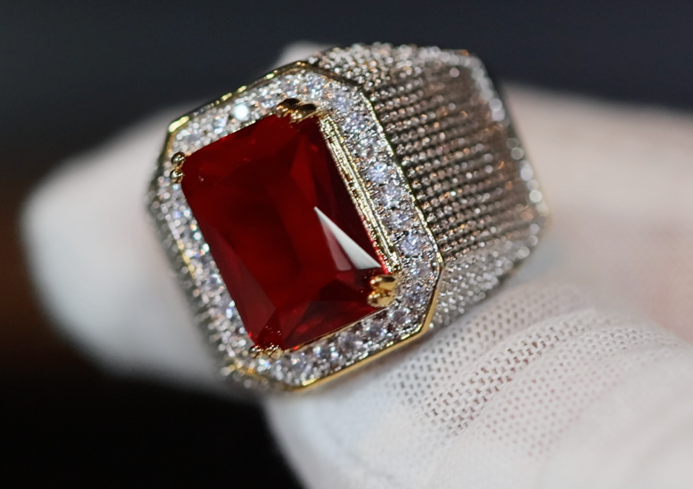 Ruby Ring | Ruby Ring for Men | Ruby Ring for Women | Ruby Diamond Ring | Ruby and Diamond Ring | Red Diamond Ring |  Iced Out Ring