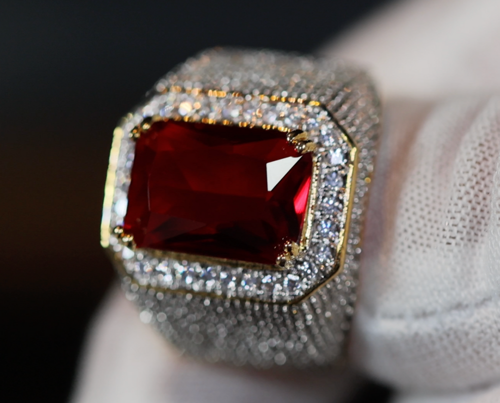 
            
                Load image into Gallery viewer, Ruby Ring | Ruby Ring for Men | Ruby Ring for Women | Ruby Diamond Ring | Ruby and Diamond Ring | Red Diamond Ring |  Iced Out Ring
            
        