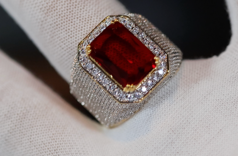 Ruby Ring | Ruby Ring for Men | Ruby Ring for Women | Ruby Diamond Ring | Ruby and Diamond Ring | Red Diamond Ring |  Iced Out Ring