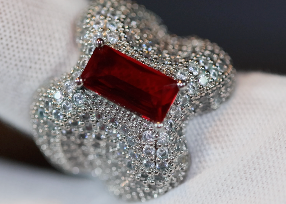 Womens Red Diamond Ring | Womens Big Diamond Ring | Statement Ring ...