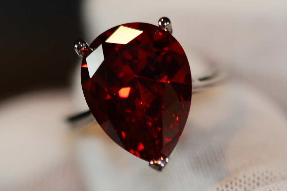 Red Ring Drop Teardrop Engagement Ring | Teardrop Ring | Red Diamond Ring – Minx London