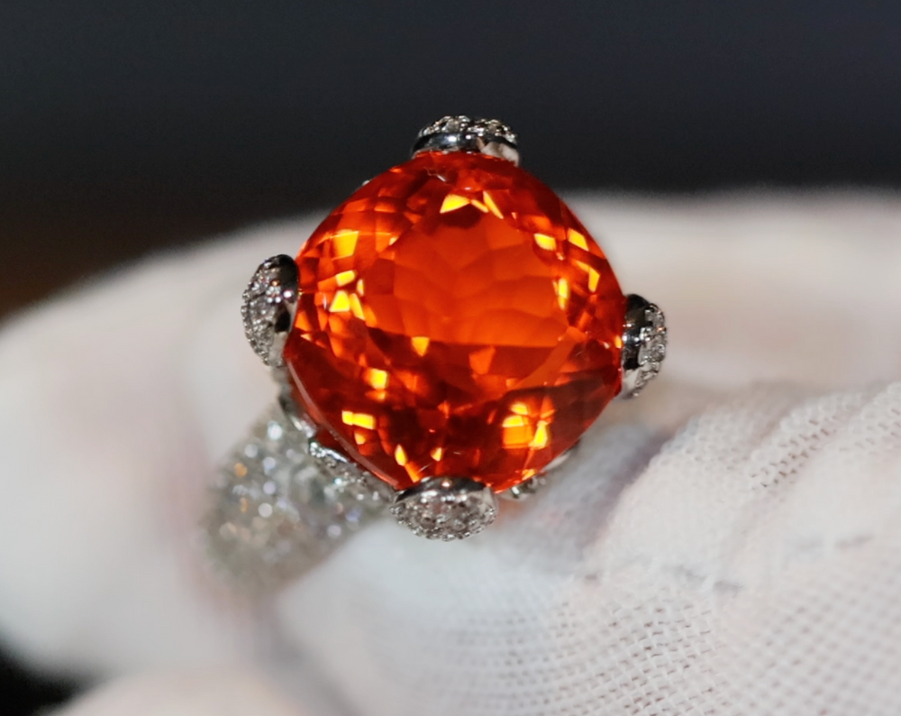
            
                Load image into Gallery viewer, Orange Diamond Engagement Ring | Radiant Diamond Ring | Womens Engagement Ring | Wedding Ring | Womens Wedding Ring | Cushion Diamond Ring
            
        