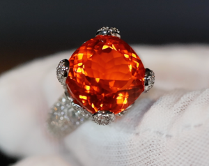Orange Diamond Engagement Ring | Radiant Diamond Ring | Womens Engagement Ring | Wedding Ring | Womens Wedding Ring | Cushion Diamond Ring
