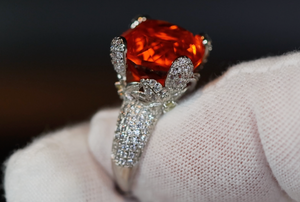 Orange Diamond Engagement Ring | Radiant Diamond Ring | Womens Engagement Ring | Wedding Ring | Womens Wedding Ring | Cushion Diamond Ring