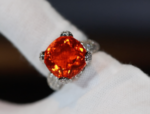 Orange Diamond Engagement Ring | Radiant Diamond Ring | Womens Engagement Ring | Wedding Ring | Womens Wedding Ring | Cushion Diamond Ring