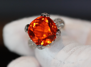 Orange Diamond Engagement Ring | Radiant Diamond Ring | Womens Engagement Ring | Wedding Ring | Womens Wedding Ring | Cushion Diamond Ring