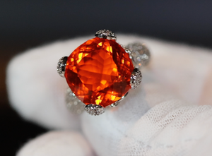 Orange Diamond Engagement Ring | Cushion Diamond Ring | Womens Engagement Ring | Wedding Ring | Womens Wedding Ring | Cushion Diamond Ring