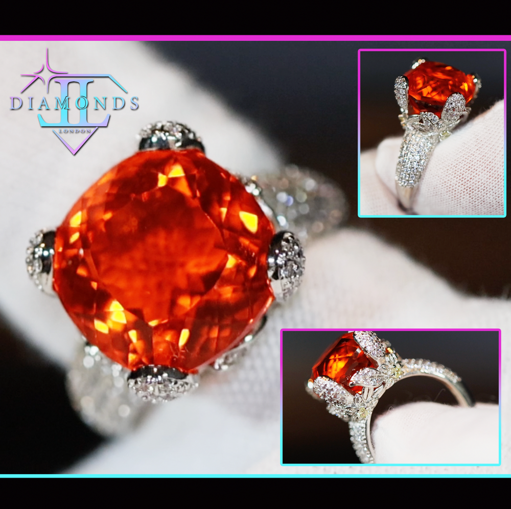 Orange Diamond Engagement Ring | Cushion Diamond Ring | Womens Engagement Ring | Wedding Ring | Womens Wedding Ring | Cushion Diamond Ring